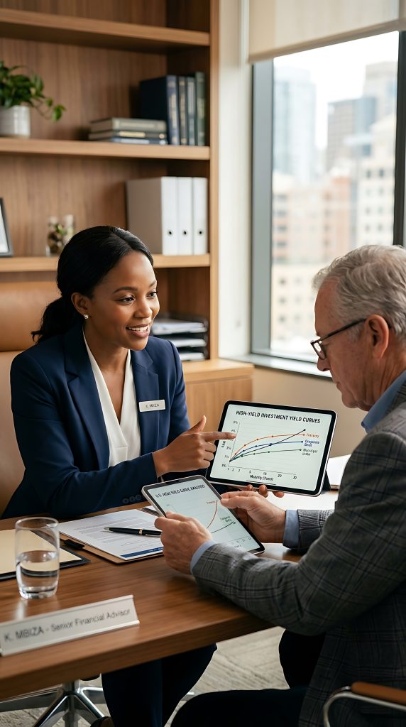 Financial adviser discussing investment information with a client